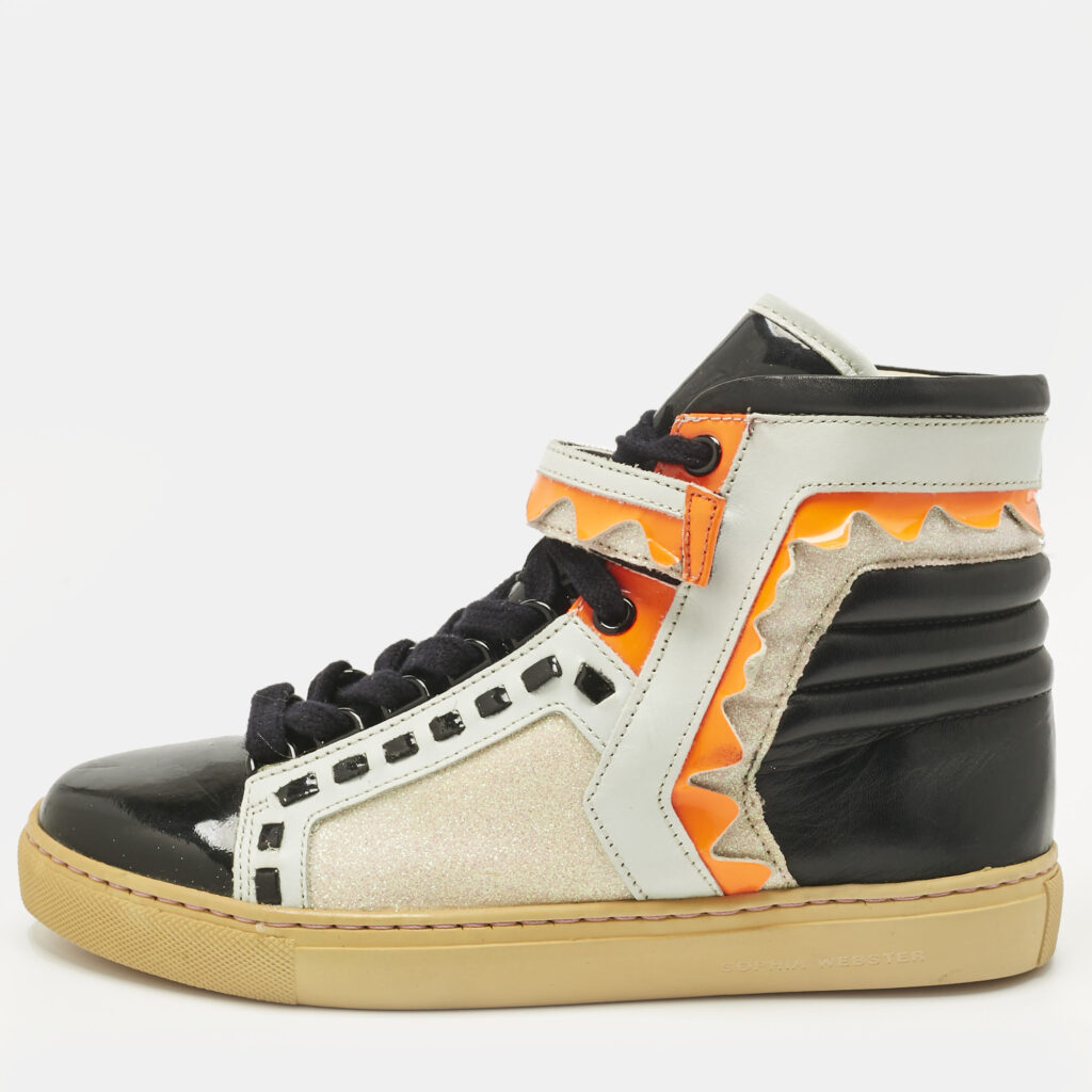 Sophia Webster Multicolor Leather and Glitter Riko High Top Sneakers Size 36 Sophia Webster Multicolor Leather and Glitter Riko High Top Sneakers Size 36