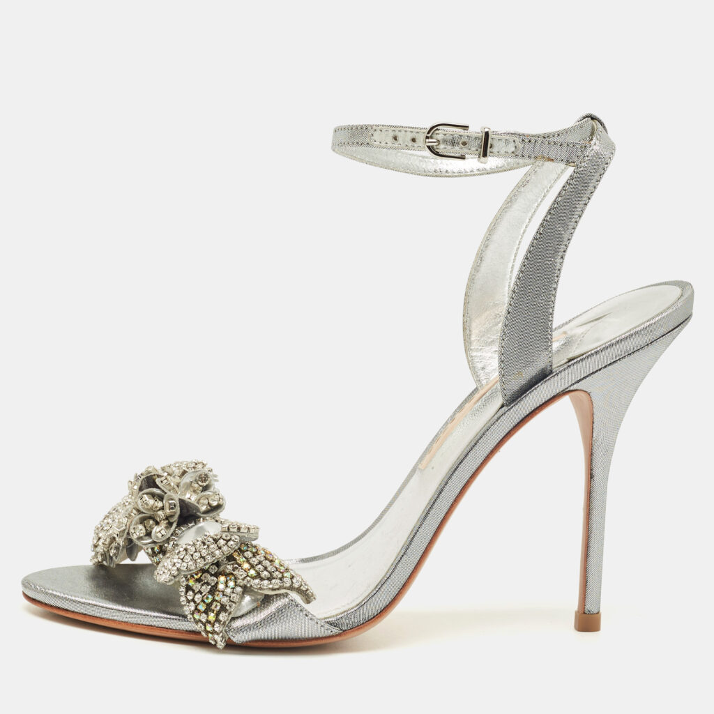 Sophia Webster Silver Leather Lilico Crystal Ankle Strap Sandals Size 40 Sophia Webster Silver Leather Lilico Crystal Ankle Strap Sandals Size 40