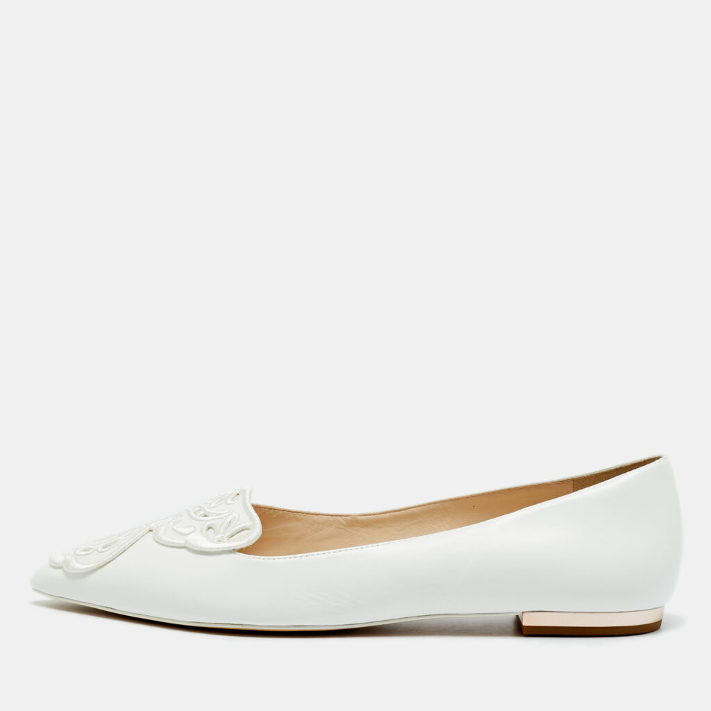 luxury-women-sophia-webster-new-shoes-p1247652-001-1.jpg Sophia Webster Bibi Butterfly Size 41 White Leather Pointed Toe Ballet Flats