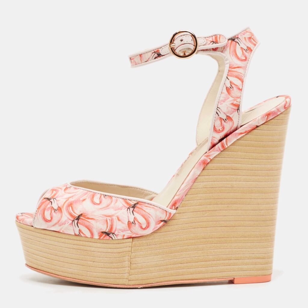 Sophia Webster Multicolor Canvas Lucita Mid Wedge Sandals Size 38 Sophia Webster Multicolor Canvas Lucita Mid Wedge Sandals Size 38
