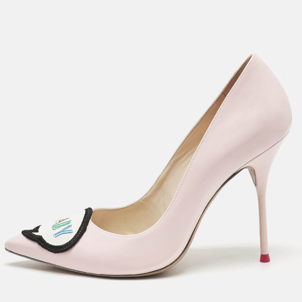 Sophia Webster Pink Patent Leather Lady Boss Pointed Toe Pumps Size 38.5