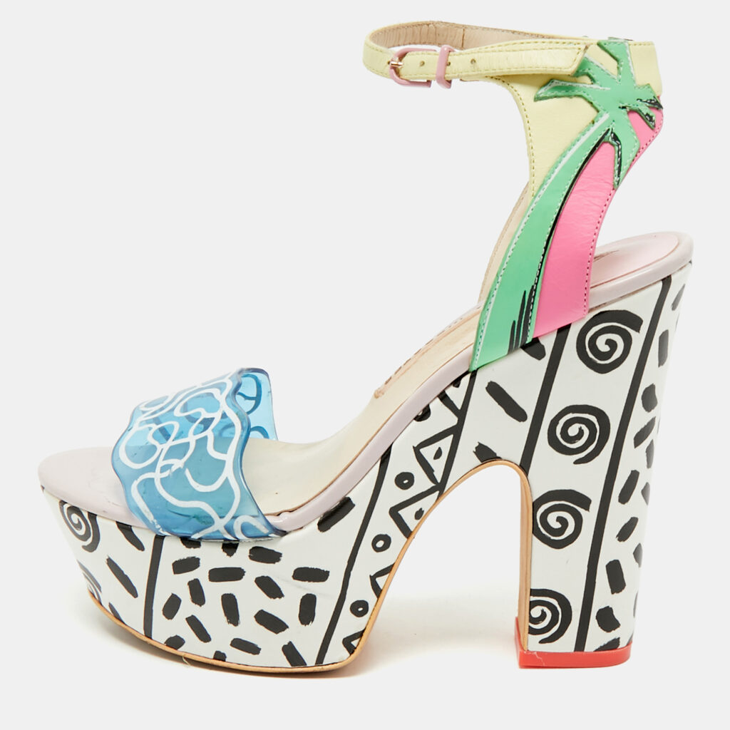 Sophia Webster Multicolor Leather And PVC Jade Malibu Platform Sandals Size 35