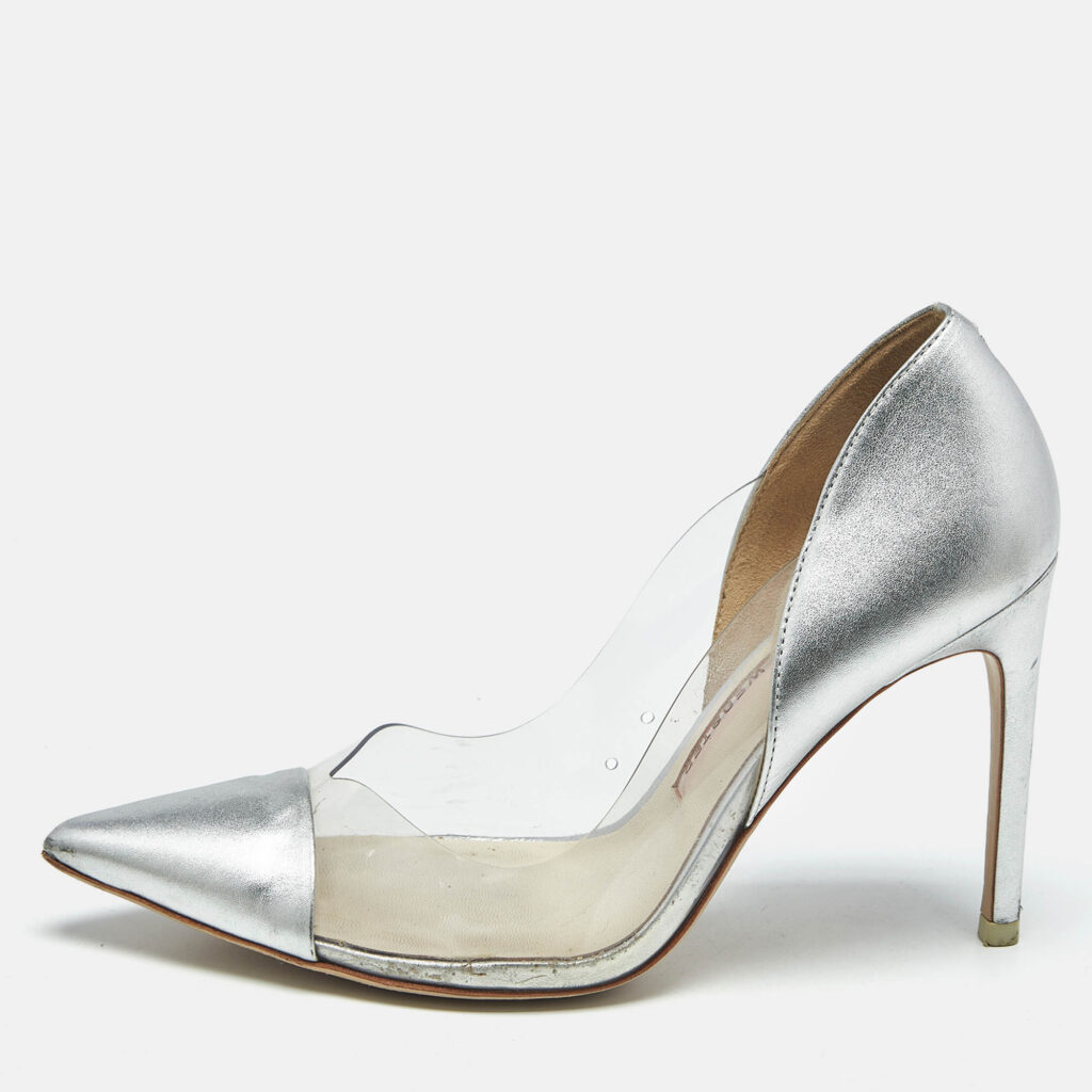 Sophia Webster Silver/Pink Leather and PVC Daria Pointed Toe Pumps Size 38.5 Sophia Webster Silver/Pink Leather and PVC Daria Pointed Toe Pumps Size 38.5