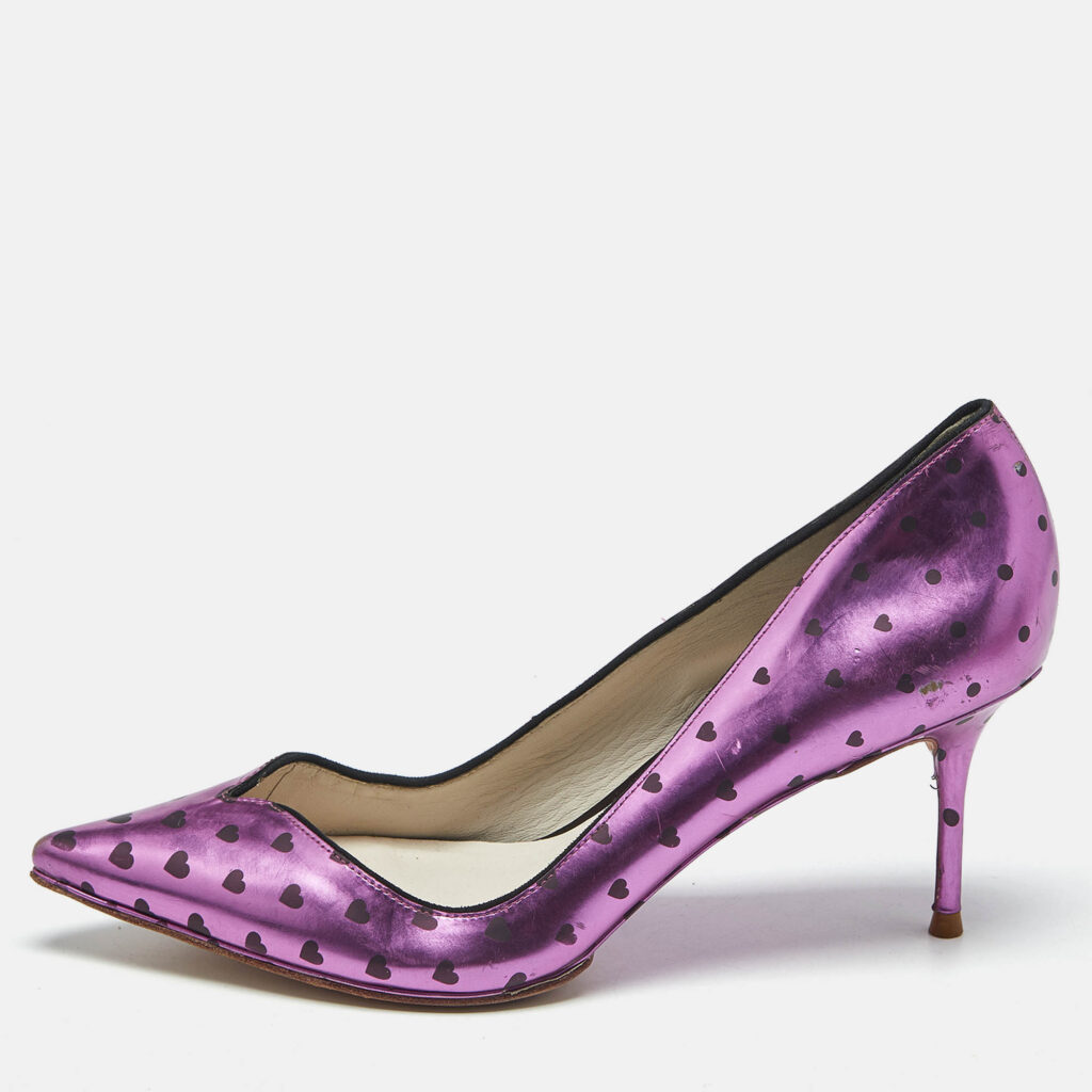 Sophia Webster Purple Heart Print Leather Loren Peep Toe Pumps Size 37 Sophia Webster Purple Heart Print Leather Loren Peep Toe Pumps Size 37
