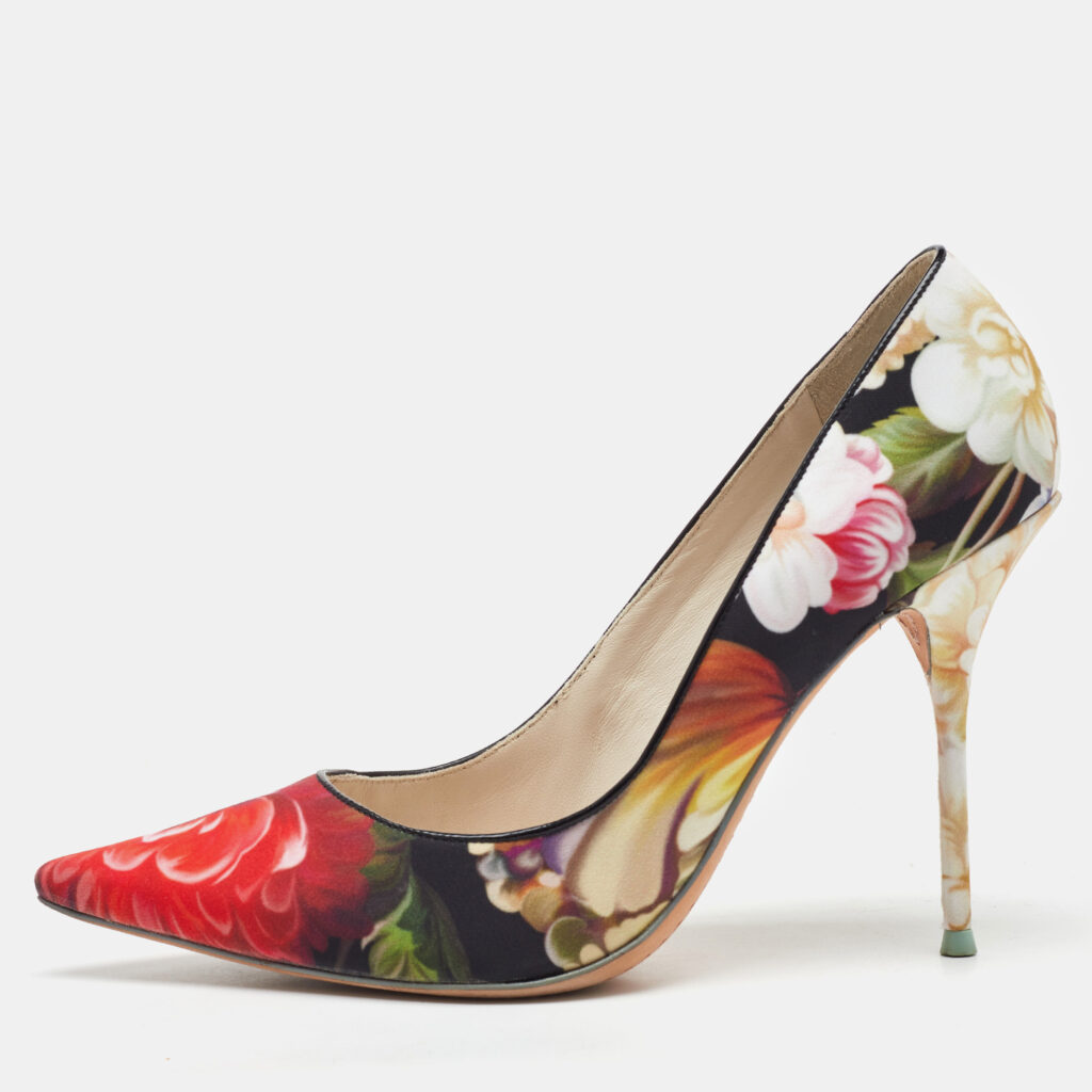 Sophia Webster For J.Crew Multicolor Floral Print Fabric Pointed Toe Pumps Size 38 Sophia Webster For J.Crew Multicolor Floral Print Fabric Pointed Toe Pumps Size 38
