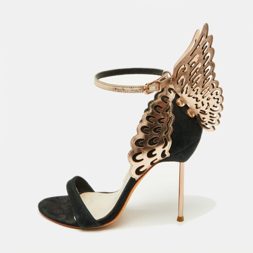 Sophia Webster Black/Metallic Suede and Leather Chiara Ankle Strap Sandals Size 37 Sophia Webster Black/Metallic Suede and Leather Chiara Ankle Strap Sandals Size 37