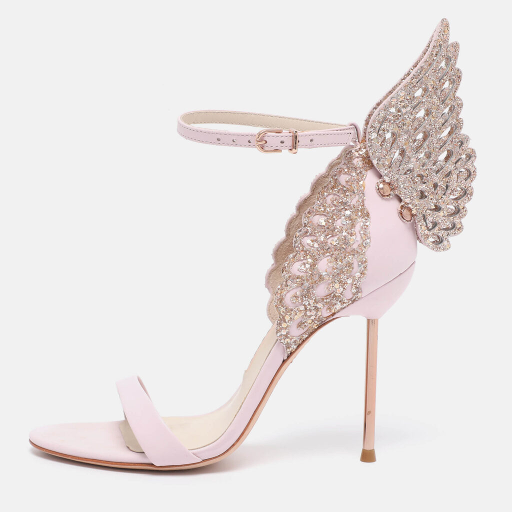 Sophia Webster Pink Leather and Glitter Chiara Ankle Strap Sandals Size 36