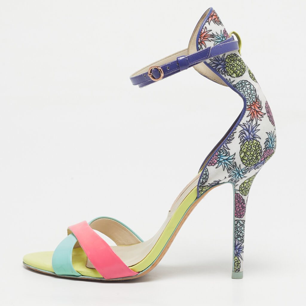 Sophia Webster Multicolor Leather and Printed Fabric Nicole Ankle Strap Sandals Size 40 Sophia Webster Multicolor Leather and Printed Fabric Nicole Ankle Strap Sandals Size 40