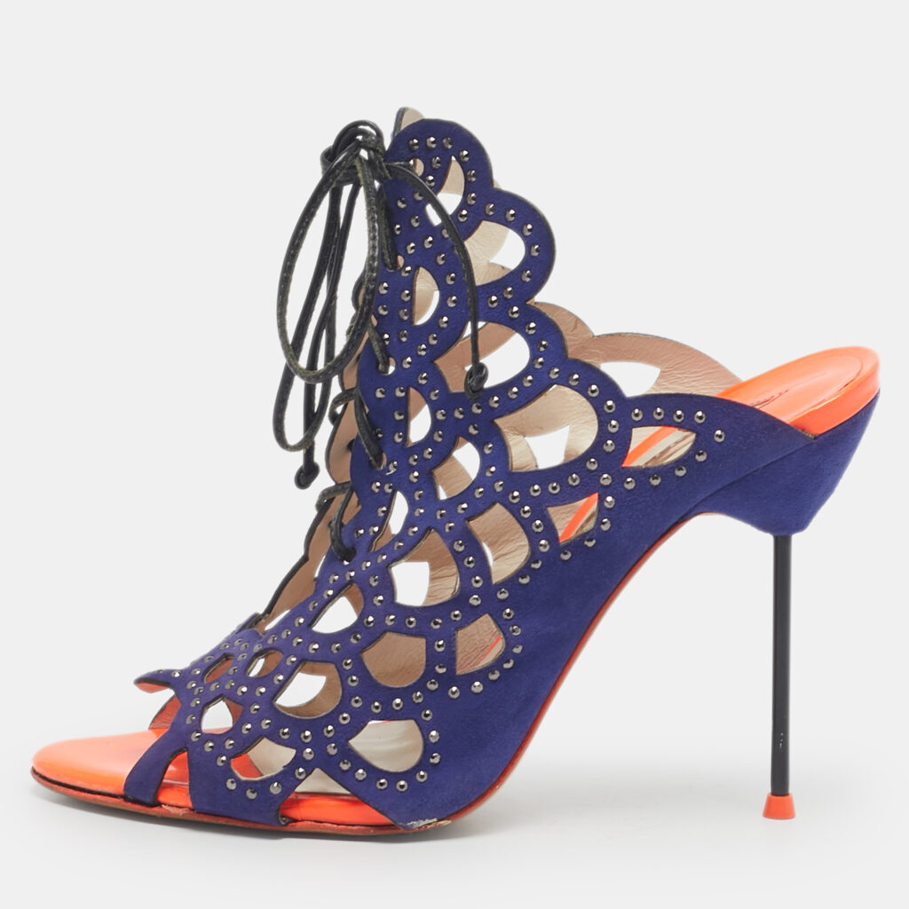 Sophia Webster Blue Leather Cut Out Ankle Strap Sandals Size 39.5 Sophia Webster Blue Leather Cut Out Ankle Strap Sandals Size 39.5