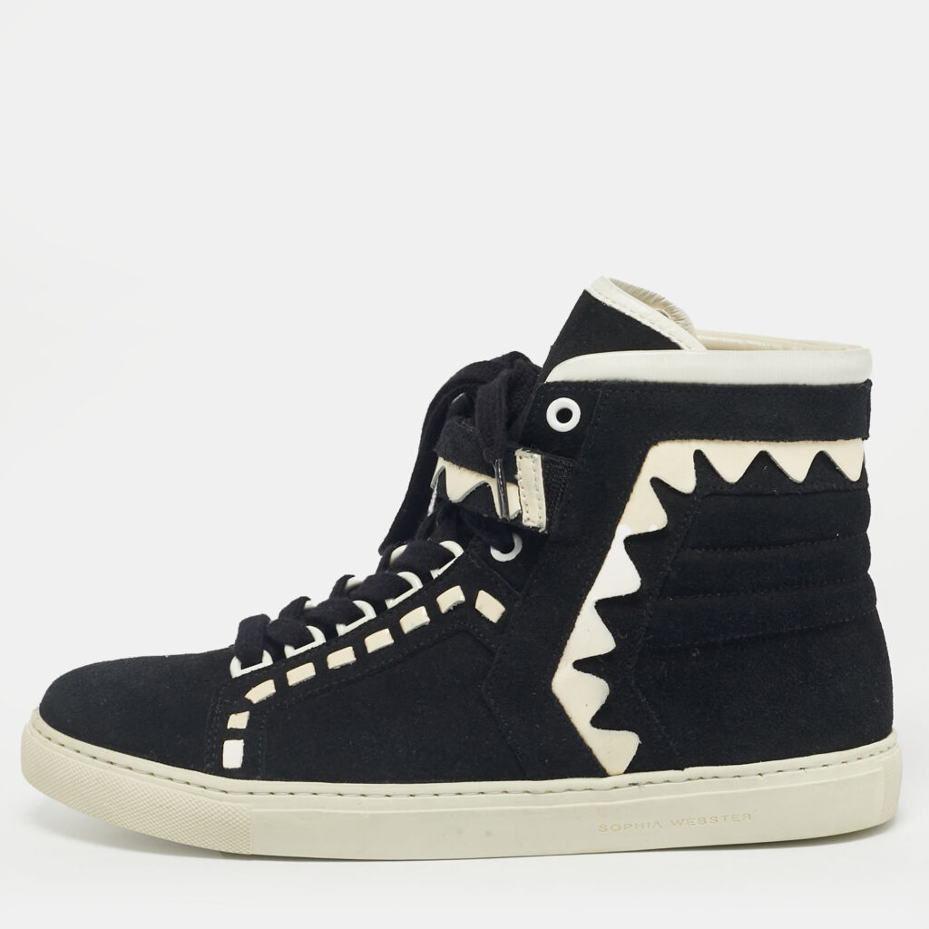 Sophia Webster Black/White Suede and Patent Leather Riko Sneakers Size 39.5 Sophia Webster Black/White Suede and Patent Leather Riko Sneakers Size 39.5