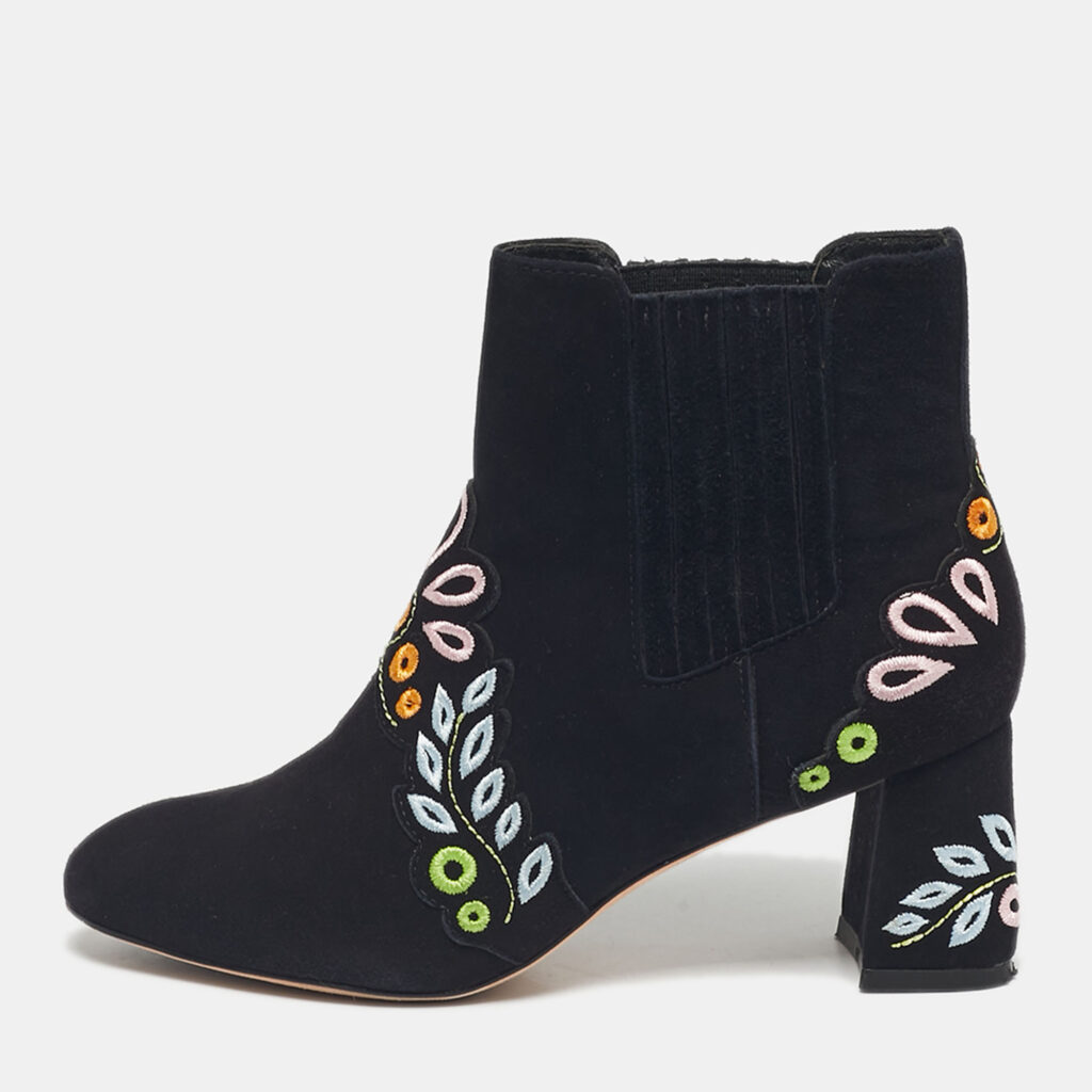 luxury-women-sophia-webster-used-shoes-p1229943-001.jpg Sophia Webster Black Embroidered Suede Liliana Ankle Length Boots Size 37
