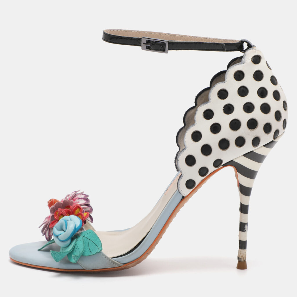 Sophia Webster Multicolor Leather Lilico Flower Embellished Ankle Strap Open Toe Sandals Size 39.5