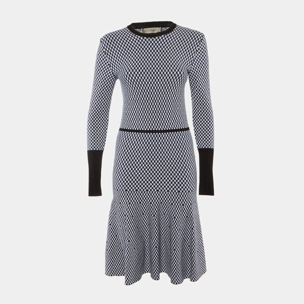 luxury-women-sportmax-used-clothes-p1224876-001-1.jpg Sportmax Blue Check Pattern Knit Midi Dress M