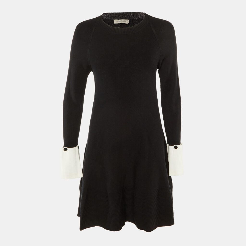 Sportmax Black Knit Flared Mini Dress M