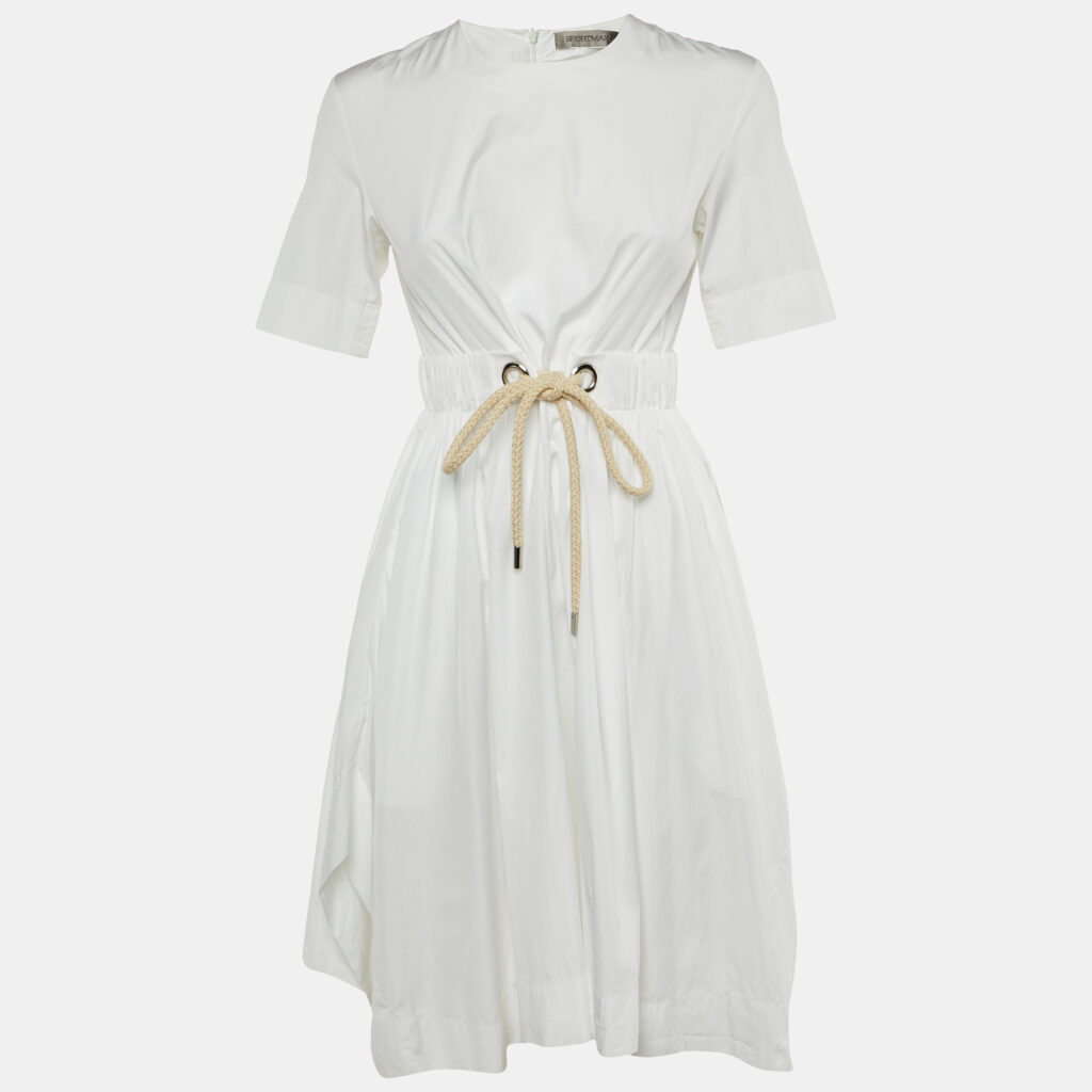 luxury-women-sportmax-used-clothes-p1224946-004-1.jpg Sportmax White Cotton Belted Handkerchief Hem S