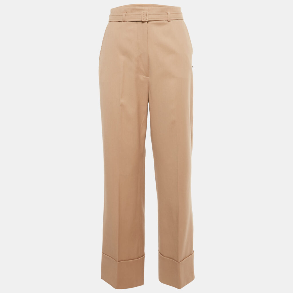 Sportmax Code Pink Gabardine Belted Straight-Leg Pants S Sportmax Code Pink Gabardine Belted Straight-Leg Pants S