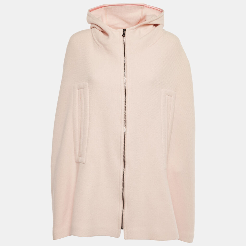 Sportmax Pink Wool Hooded Cape M Sportmax Pink Wool Hooded Cape M