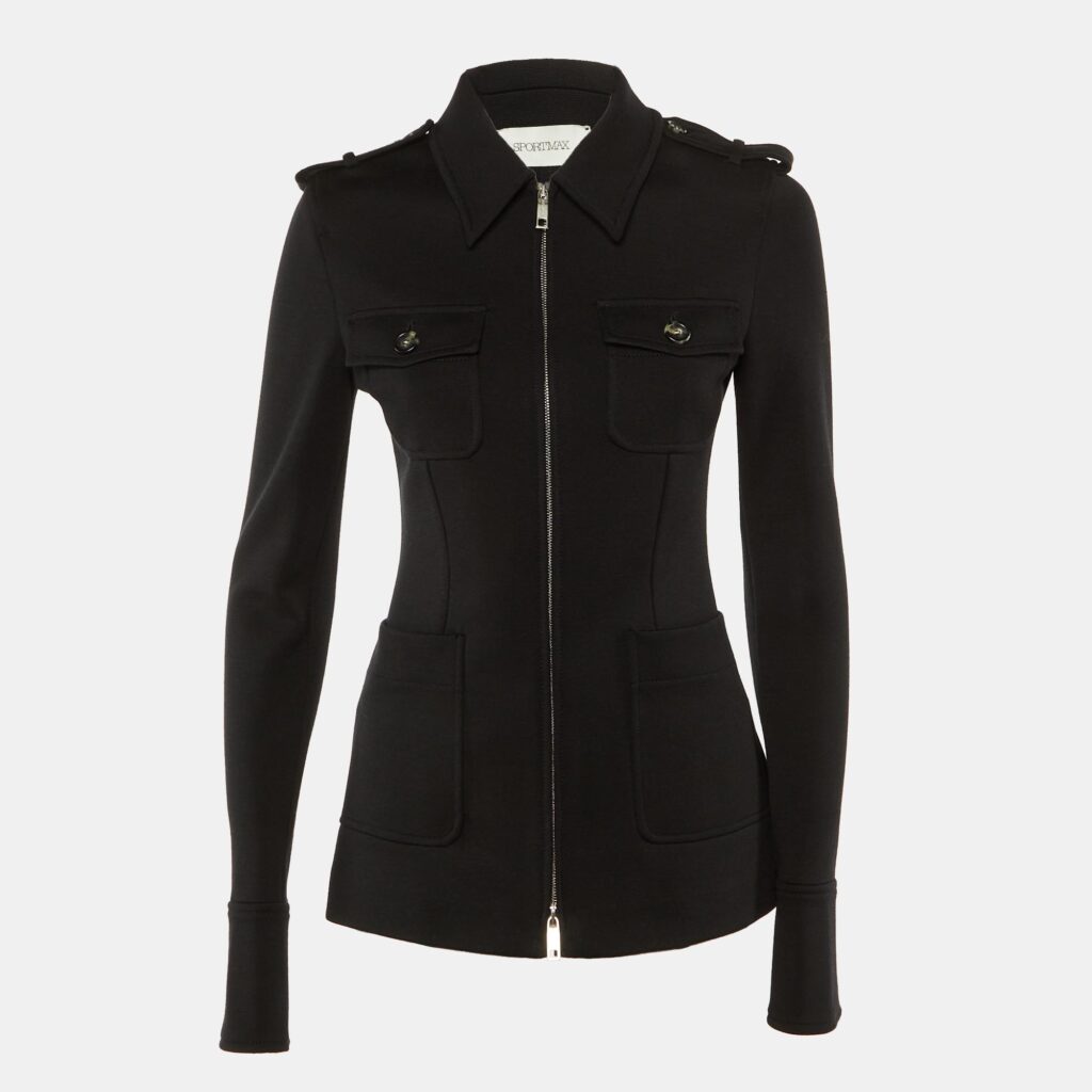 luxury-women-sportmax-used-clothes-p1238276-001-1.jpg Sportmax Black Wool Zip Up Jacket S