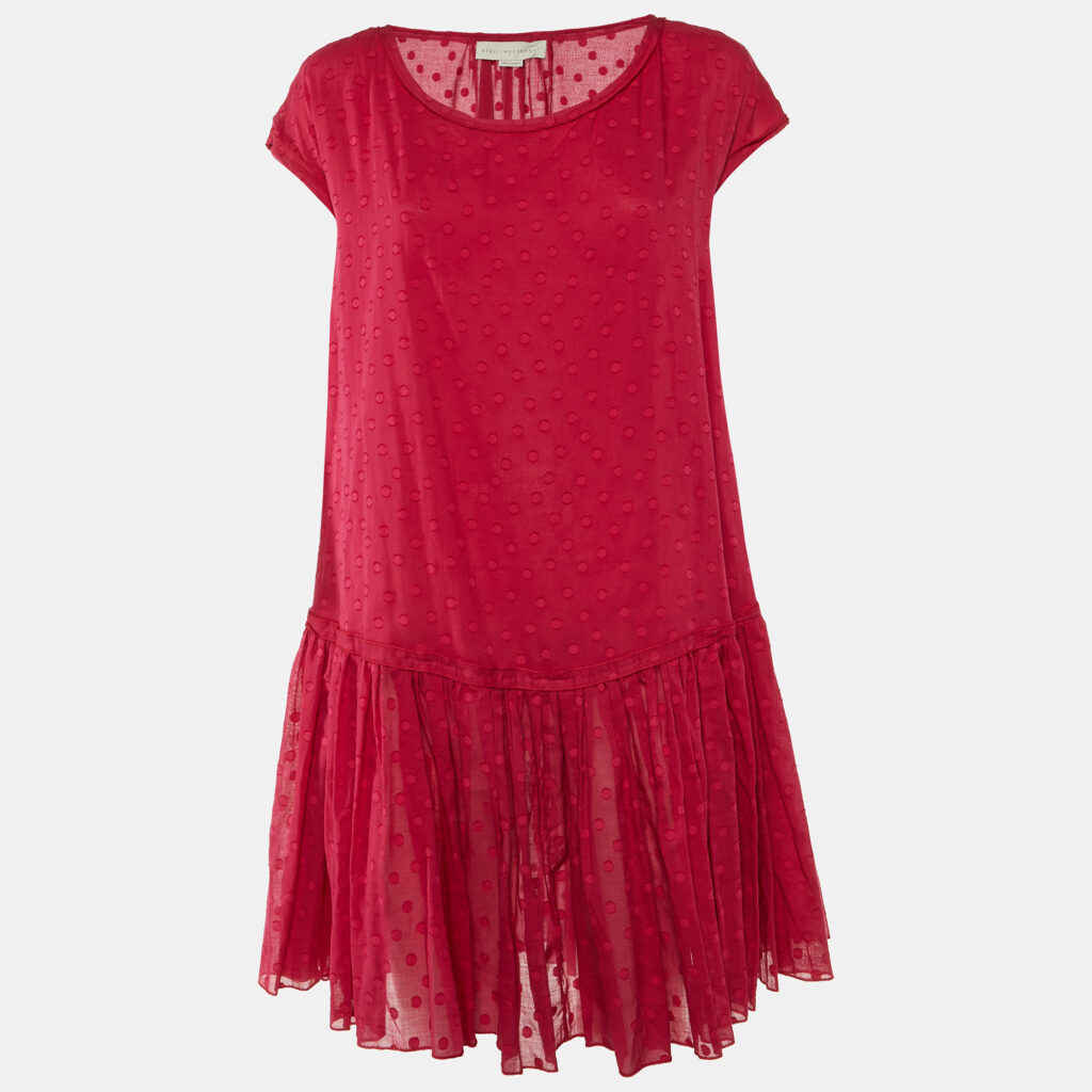 Stella McCartney Pink Patterned Cotton & Silk Ruffle Hem Dress M Stella McCartney Pink Patterned Cotton & Silk Ruffle Hem Dress M