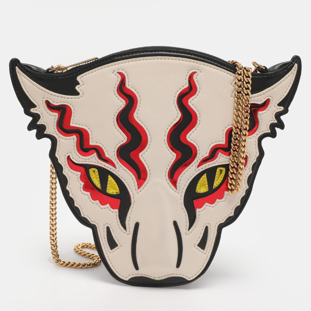 Stella McCartney White/Black Leather Wild Cats Chain Crossbody Bag Stella McCartney White/Black Leather Wild Cats Chain Crossbody Bag