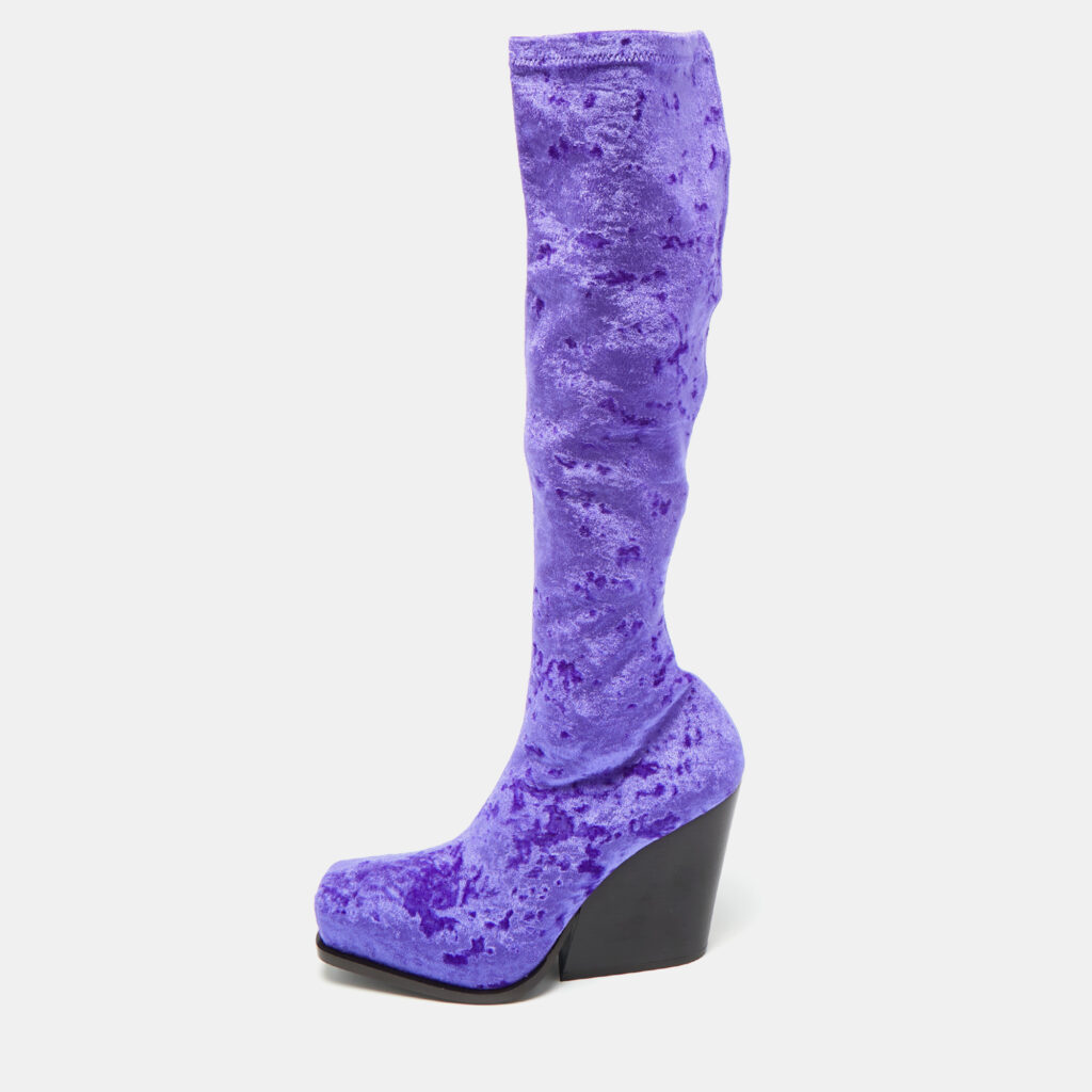 Stella McCartney Purple Velvet Velour Knee Length Boots Size 39 Stella McCartney Purple Velvet Velour Knee Length Boots Size 39
