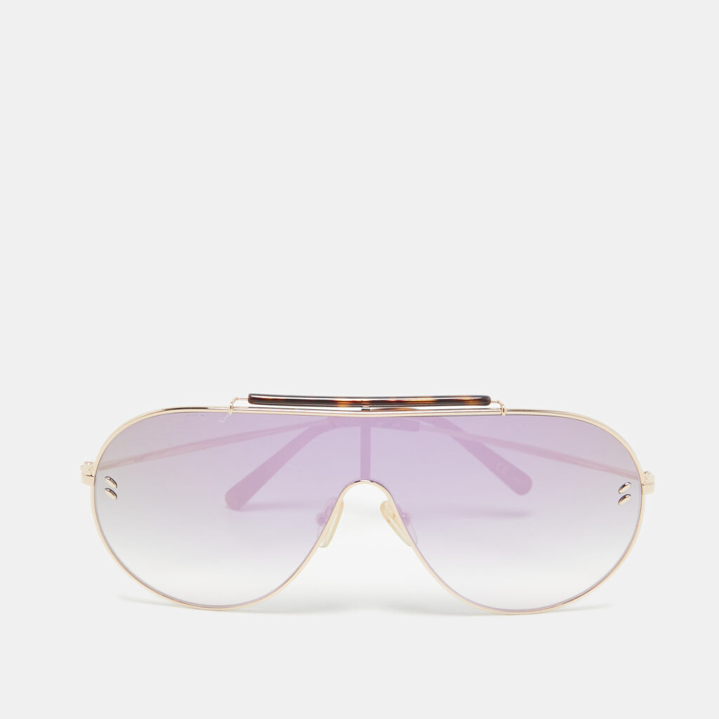 Stella McCartney Tortoise Brown/Iridescent Gradient SC0056S Shield Sunglasses Stella McCartney Tortoise Brown/Iridescent Gradient SC0056S Shield Sunglasses