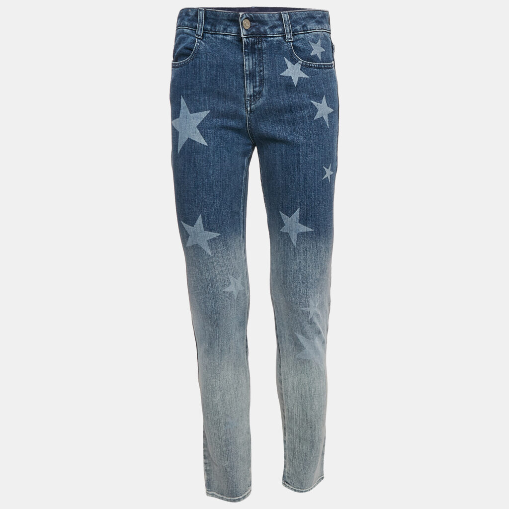 Stella McCartney Blue Washed Star Print Denim Jeans M Waist 28"
