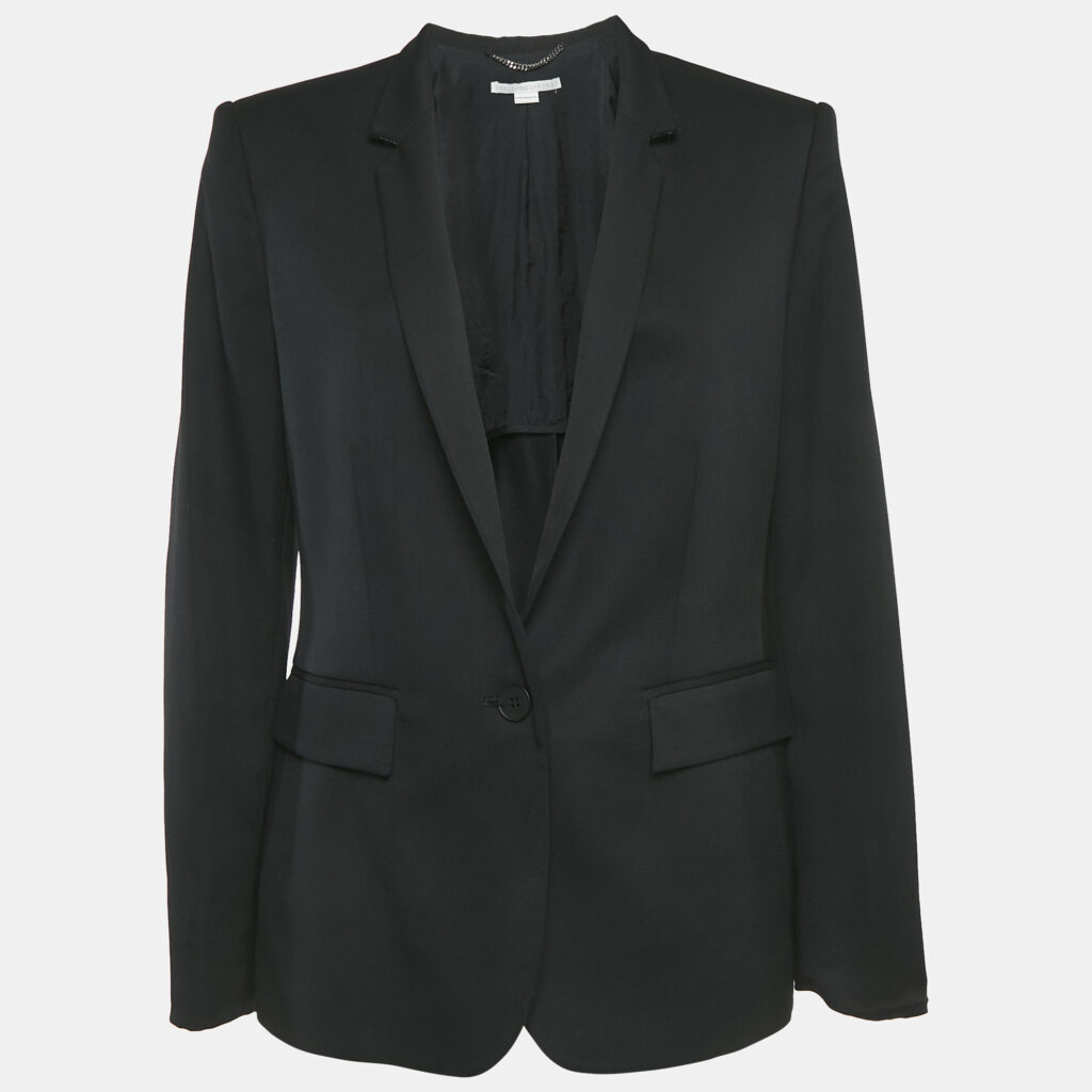 Stella McCartney Black Wool Button Front Blazer M