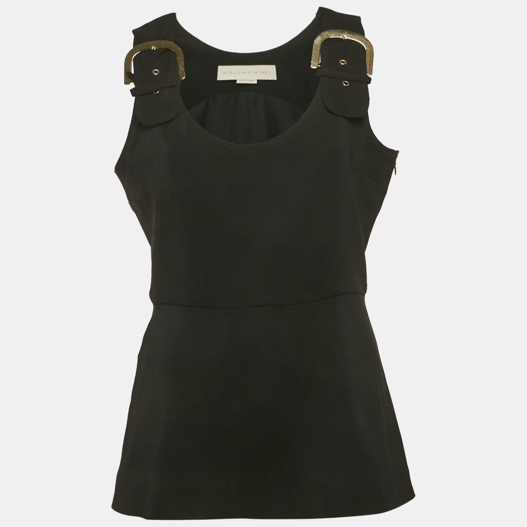 Stella McCartney Black Crepe Buckle Detail Sleeveless Top M Stella McCartney Black Crepe Buckle Detail Sleeveless Top M