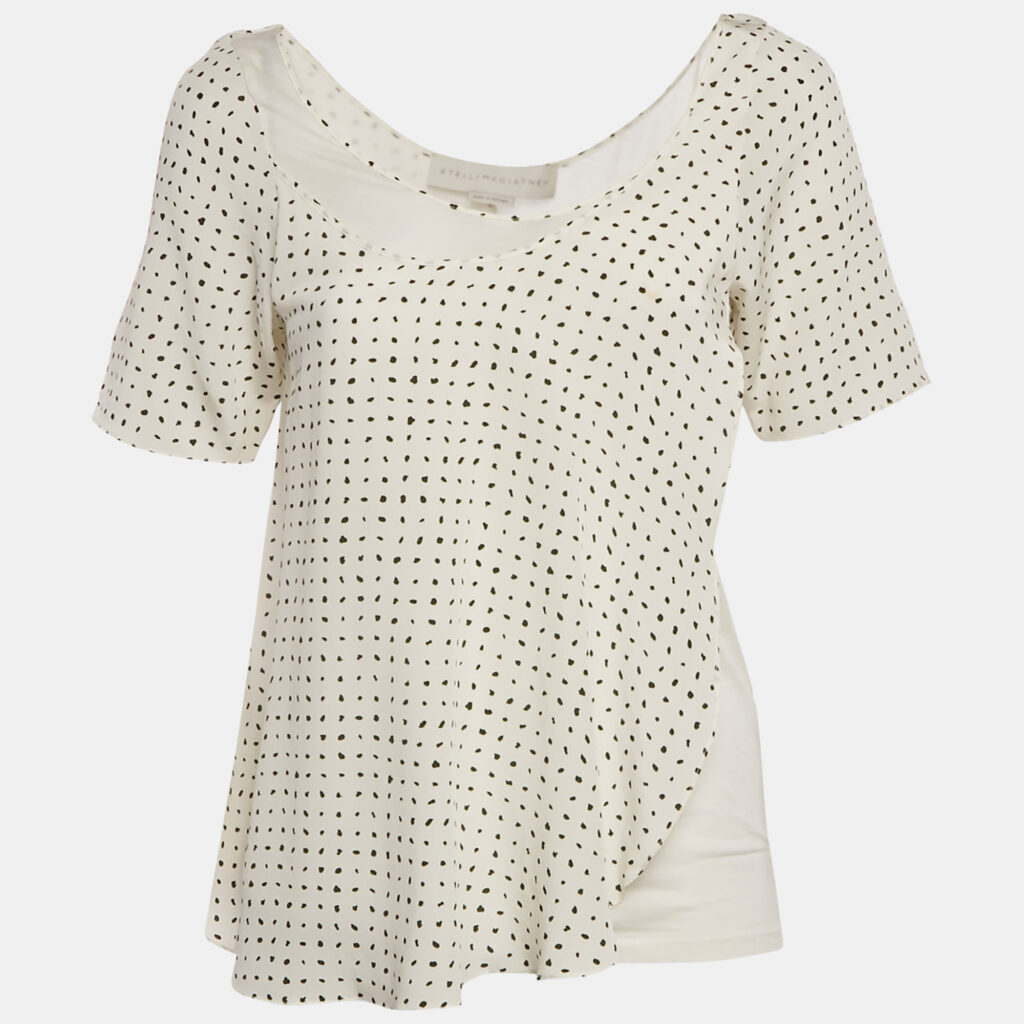 Stella McCartney White Printed Silk & Knit Layered Top S Stella McCartney White Printed Silk & Knit Layered Top S
