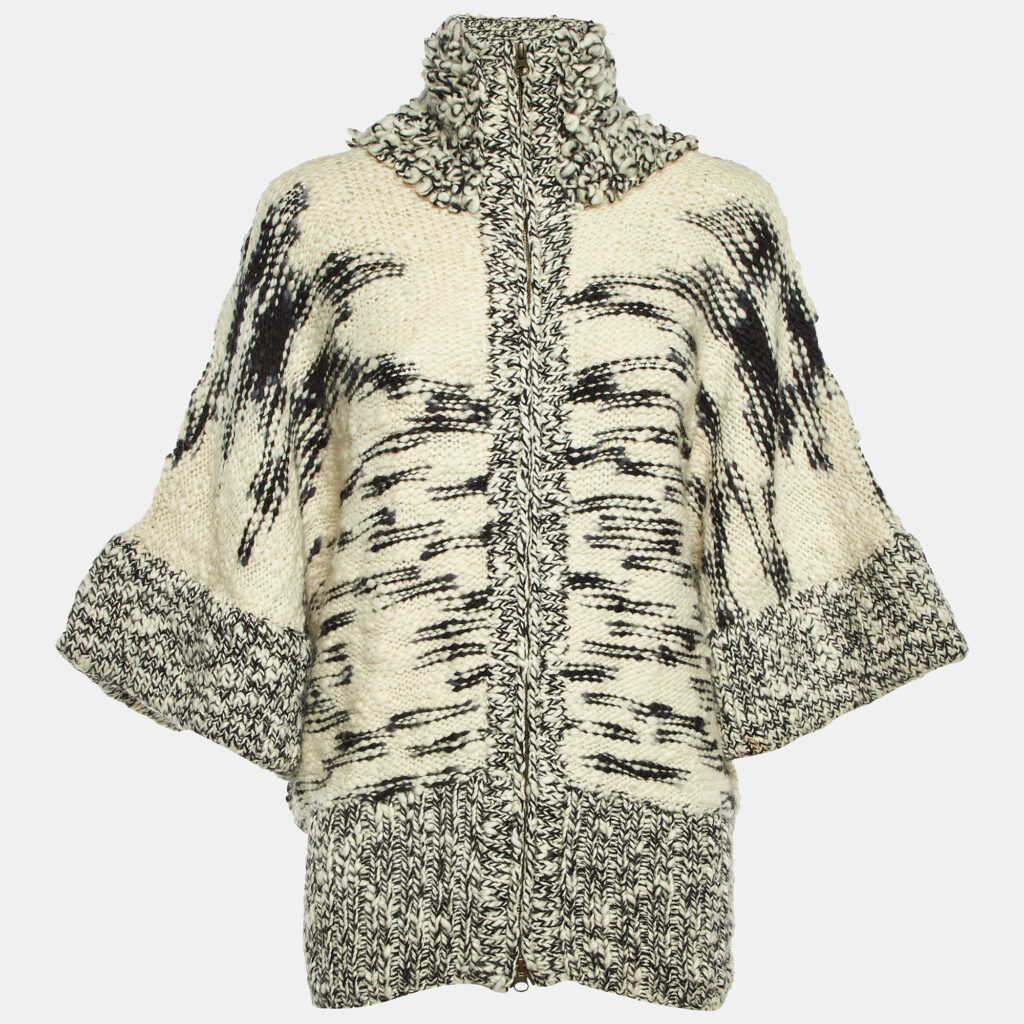 Stella McCartney Ivory Chunky Fleece Wool Knit Cardigan S Stella McCartney Ivory Chunky Fleece Wool Knit Cardigan S