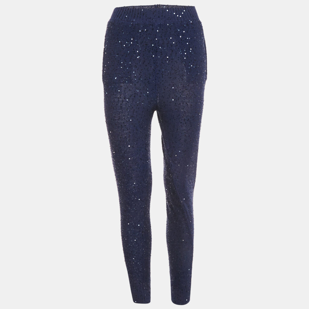 Stella McCartney Blue Sequin Cotton Knit Jogger Pants S