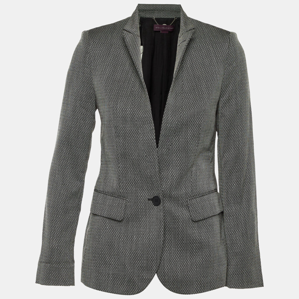 Stella McCartney Black Patterned Wool Single Breasted Blazer S Stella McCartney Black Patterned Wool Single Breasted Blazer S