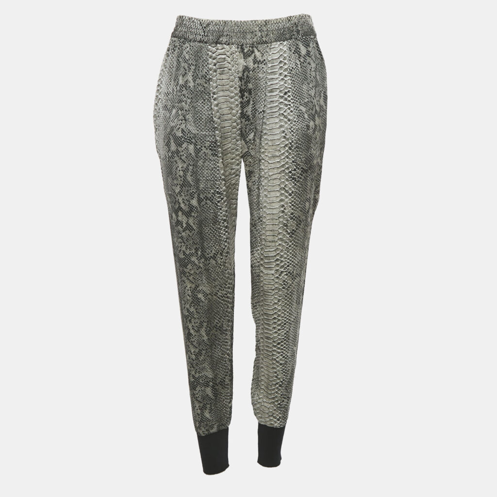 Stella McCartney Grey Snakeskin Print Silk Joggers M Stella McCartney Grey Snakeskin Print Silk Joggers M