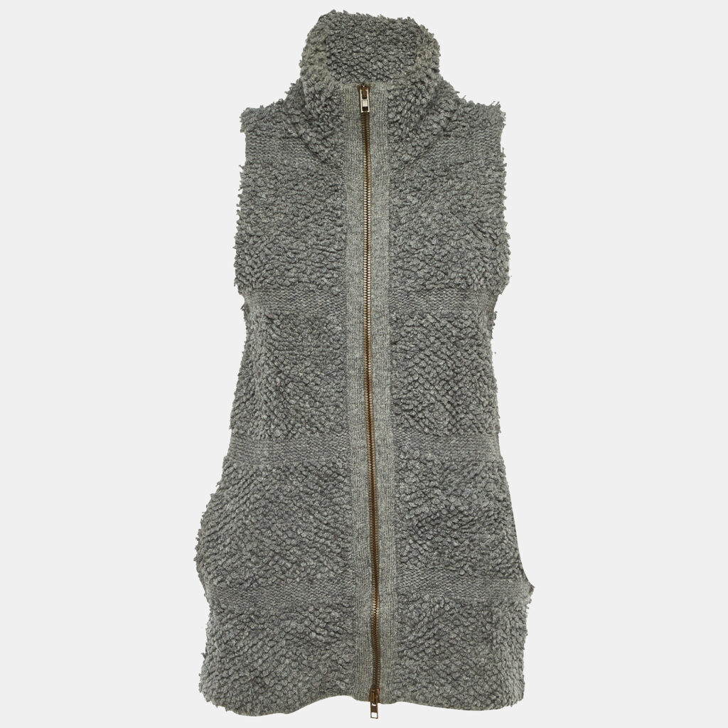 Stella McCartney Grey Wool Knit Sleeveless Jacket S