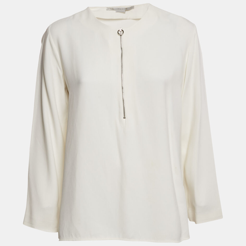 Stella McCartney Off-White Crepe Long Sleeve Top M Stella McCartney Off-White Crepe Long Sleeve Top M