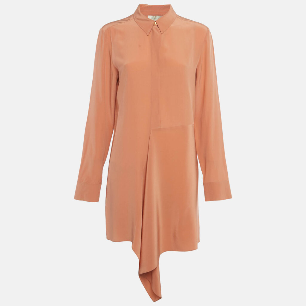 Stella McCartney Peach/Light Orange Silk Asymmetric Midi Dress M Stella McCartney Peach/Light Orange Silk Asymmetric Midi Dress M