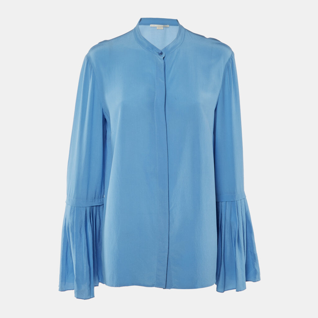 Stella McCartney Blue Silk Flared Sleeve Top L