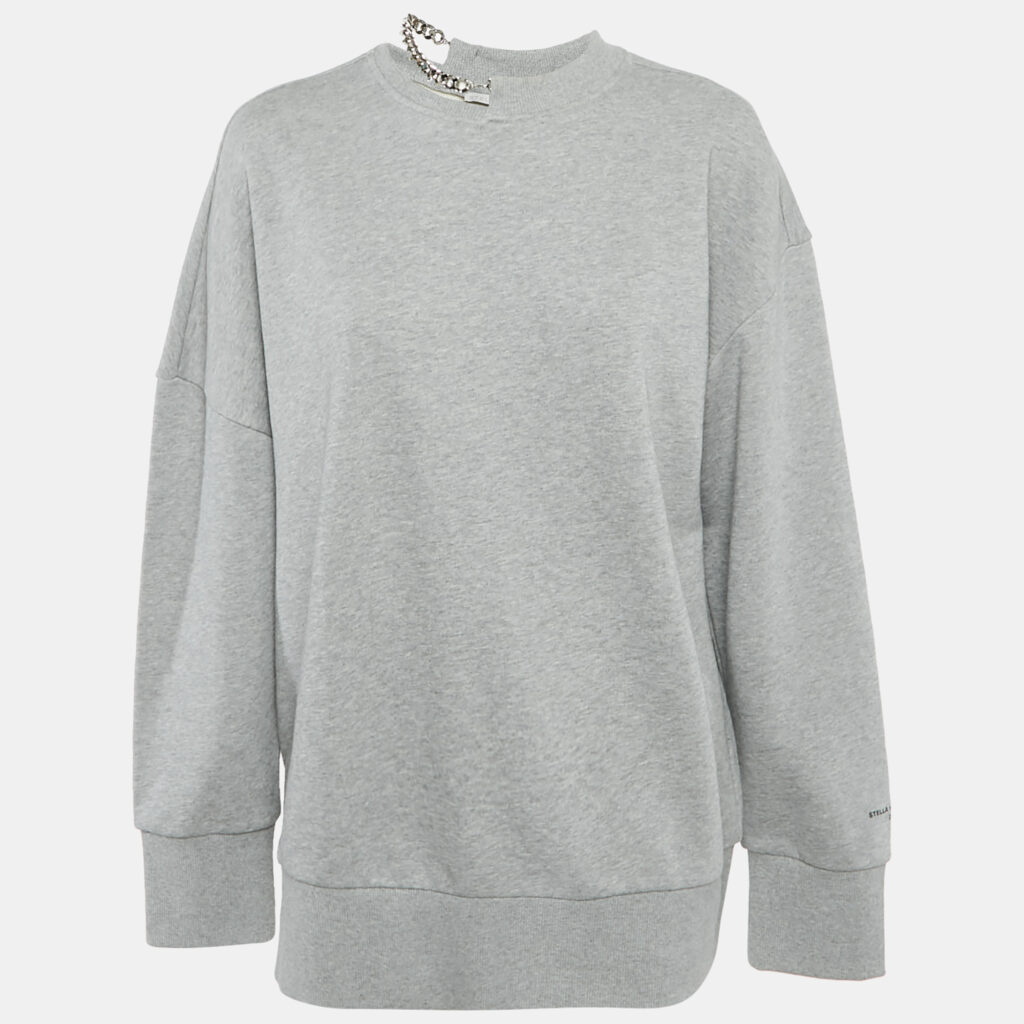 Stella McCartney Grey Cotton Chain Detail Sweatshirt M Stella McCartney Grey Cotton Chain Detail Sweatshirt M