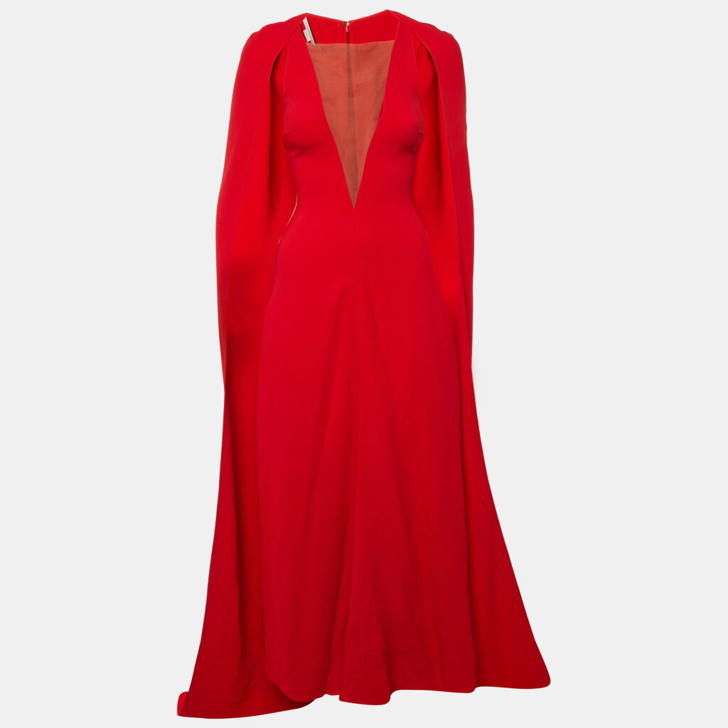 Stella McCartney Red Crepe Cape Detail Gown XXS Stella McCartney Red Crepe Cape Detail Gown XXS