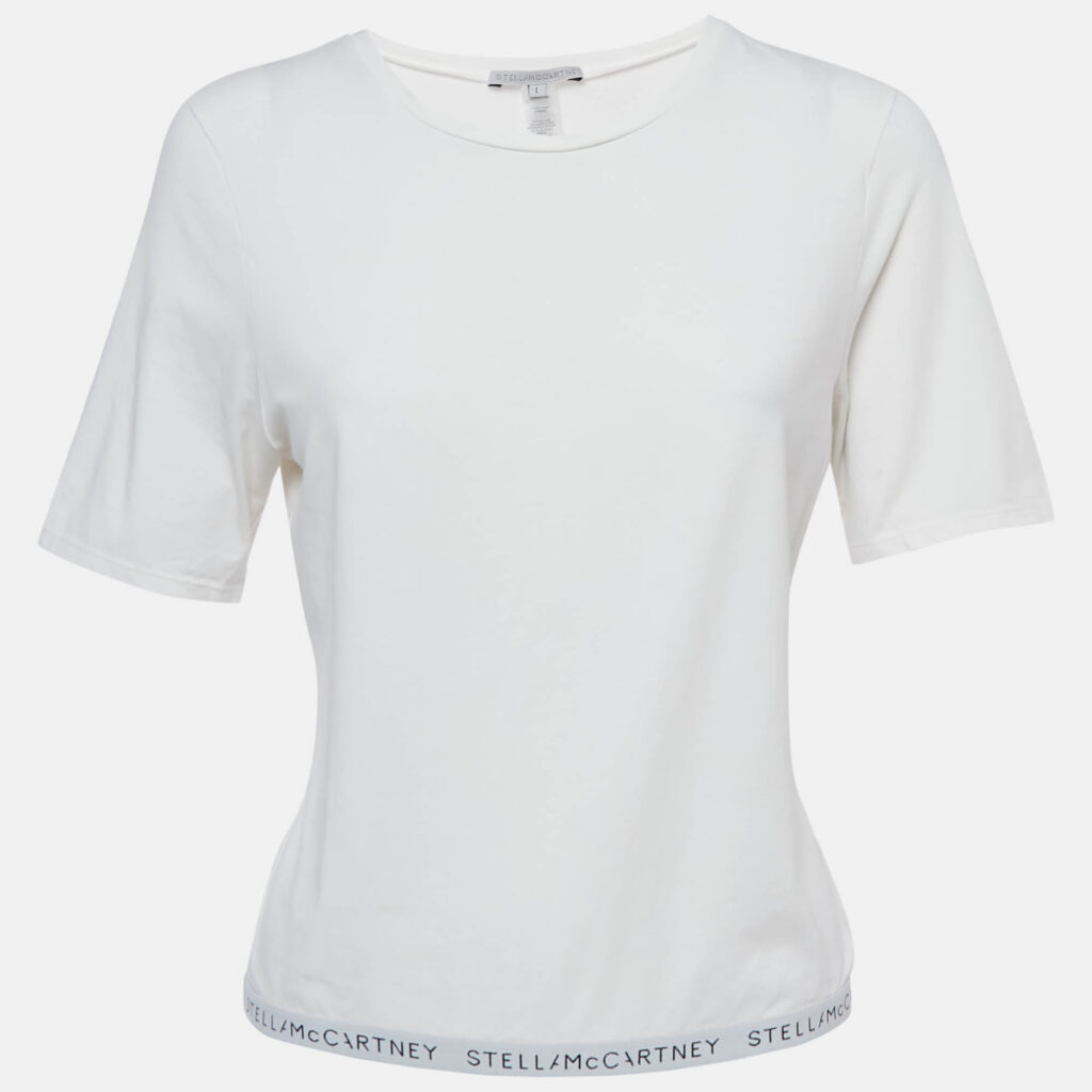 Stella McCartney White Logo Band Jersey T-Shirt L