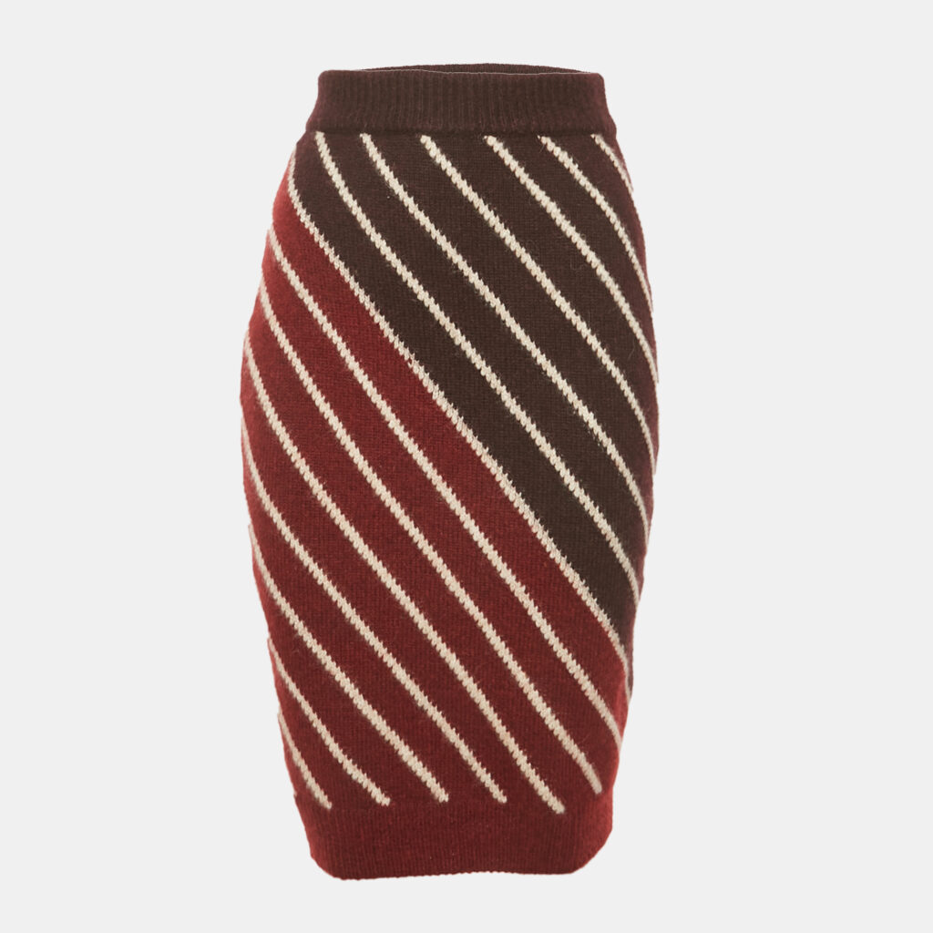 Stella McCartney Burgundy /Red Chevron Patterned Wool Blend Midi Skirt XS