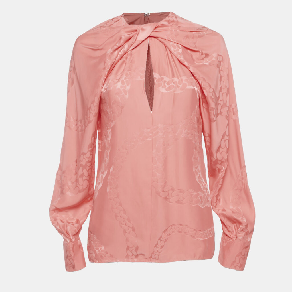 Stella McCartney Salmon Prink Jacquard Chain Silk Blouse S Stella McCartney Salmon Prink Jacquard Chain Silk Blouse S