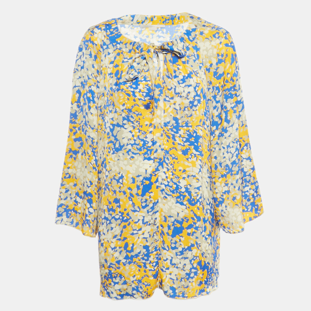 Stella McCartney Blue Tops/Yellow Printed Crepe Tunic L Stella McCartney Blue Tops/Yellow Printed Crepe Tunic L