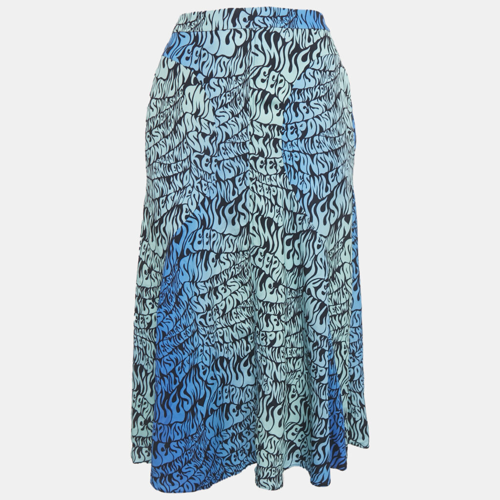 Stella McCartney Blue Printed Crepe de Chine Midi Skirt XS Stella McCartney Blue Printed Crepe de Chine Midi Skirt XS