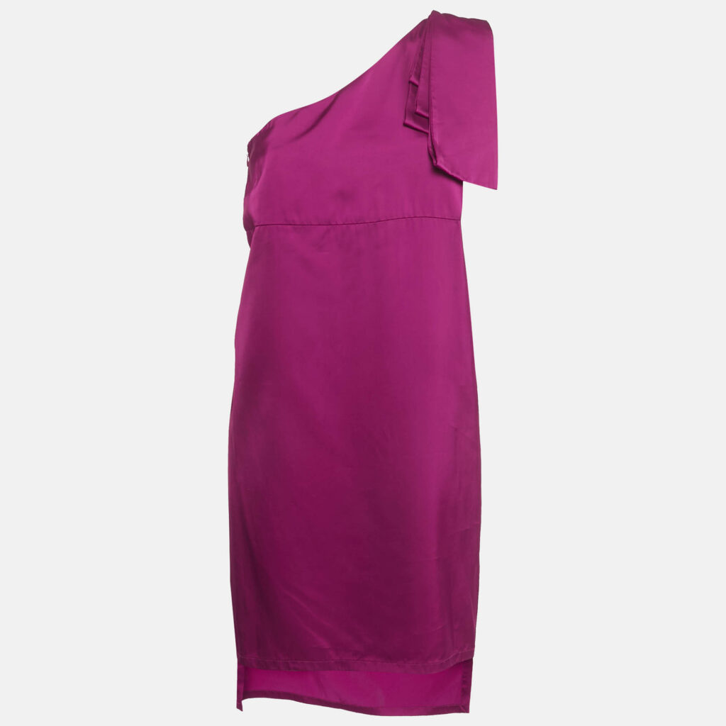 Stella McCartney Burgundy Pink Satin One Shoulder Mini Dress S