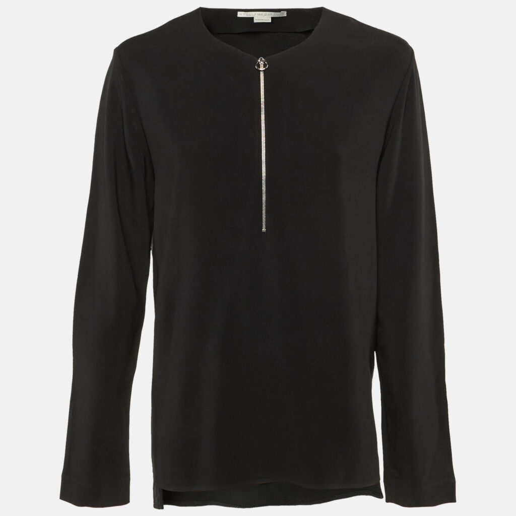 Stella McCartney Black Crepe Zip Front Blouse M Stella McCartney Black Crepe Zip Front Blouse M