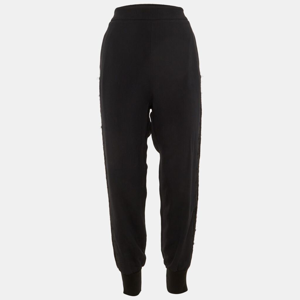 Stella McCartney Crepe Lace Trim Detail Cuffed Trousers M Stella McCartney Crepe Lace Trim Detail Cuffed Trousers M