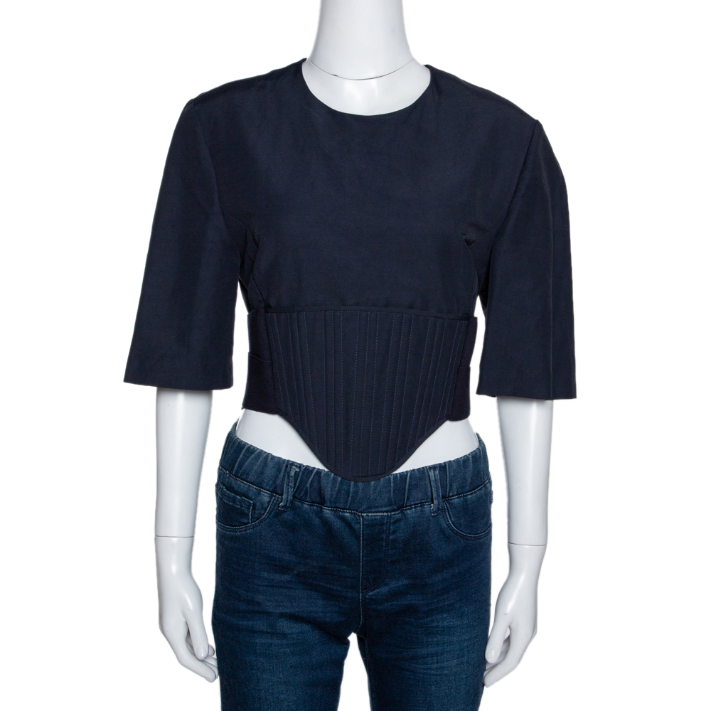 Stella McCartney Navy Blue Linen Blend Corset Top M Stella McCartney Navy Blue Linen Blend Corset Top M