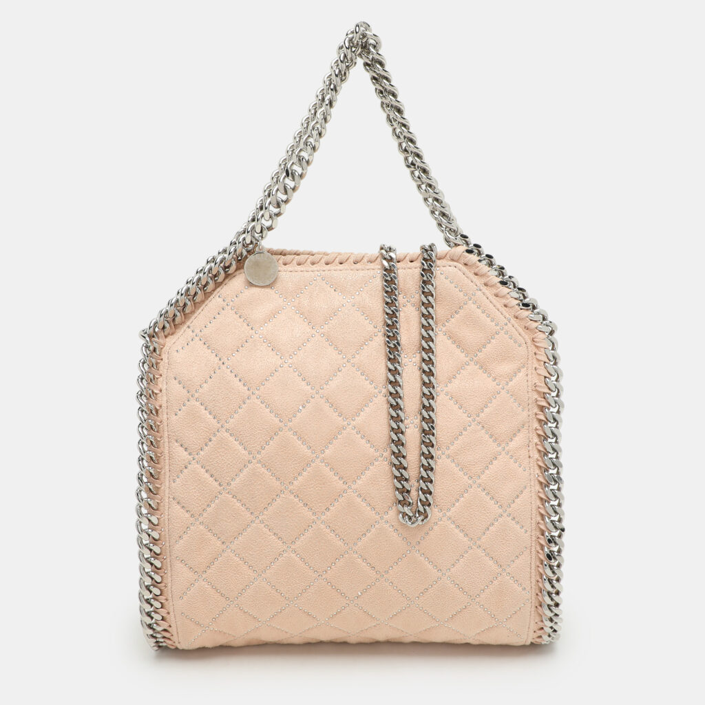 Stella McCartney Peach Quilted Faux Suede Mini Falabella Tote Stella McCartney Peach Quilted Faux Suede Mini Falabella Tote